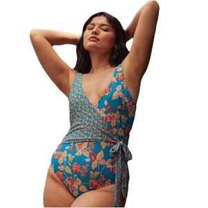 Summersalt x Diane Von Furstenberg The Perfect Wrap One Piece Swimsuit Floral 18